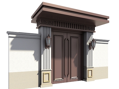 Courtyard gate small courtyard gate villa gate building copper gate 3d model