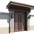 Courtyard gate small courtyard gate villa gate gate building copper gate 3d model