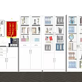 Modern Office Bookcase With Multiple Shelves Books Folders Trophies And Decorations