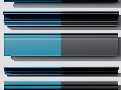 Interior Decorative Crown Molding with Blue Black Gray Color Options and Layered Design Variations 3d model