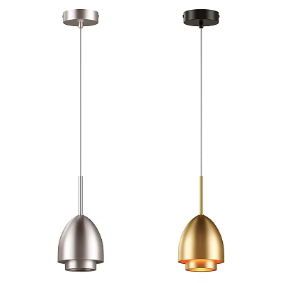 Modern Egg Shaped Pendant Lights In Silver And Gold Metallic Finish 3d model