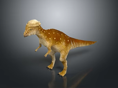 Realistic 3D Rendered Dinosaur Model Featuring Dome Shaped Head Brownish Yellow Skin And White Spots 3d model