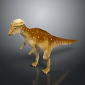 Realistic 3D Rendered Dinosaur Model Featuring Dome Shaped Head Brownish Yellow Skin And White Spots