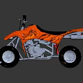 Orange Sporty ATV With Flame Graphics Black Seat And Silver Metal Frame