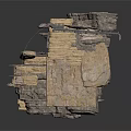 Rustic Stone Scene Component Featuring Iron Door Steps And Platform