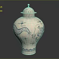 Traditional Carved Ceramic Vase With Blue Dragon Patterns And Decorative Lid