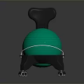 Green Exercise Ball with Black Stand and Rolling Wheels for Fitness Training