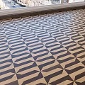 Geometric Pattern Wooden Floor Interior Design With Light Dark Tones And Natural Light