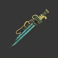 Futuristic Glowing Sword With Blue Light Mechanical Design And Red Accents