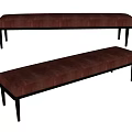 Two Stylish Upholstered Leather Benches With Wooden Frame And Black Legs