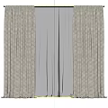 Modern Curtain Design With Beige Patterned Outer And White Sheer Inner Layers 3d model