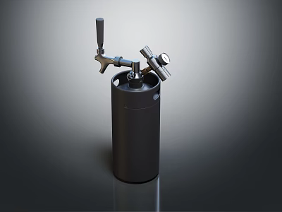 Black Cylindrical Industrial Equipment With Top Control Handle And Pressure Gauge 3d model