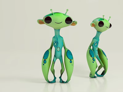 Aliens Play Monster Cartoon Images Hand-held Ornaments Game Characters Beautiful Chen Animation Decoration Atmosphere Scene Activities IP Pin-in 3d model