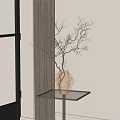Golden Amber Glass Globe Vase Holding Silver Decorative Branches On Glass Table