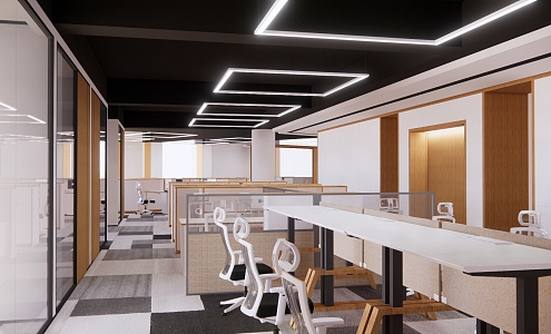 Modern public office area opening office 3d model