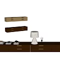 Modern TV Stand With Multiple Drawers And Wooden Storage Design In Brown And Light Wood