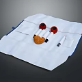 White Home Daily Use Storage Organizer Pouch With Red Scrolls Rolled Items And Small Tools