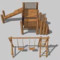 Wooden Playground Equipment With Slide Swing And Climbing Platform For Kids