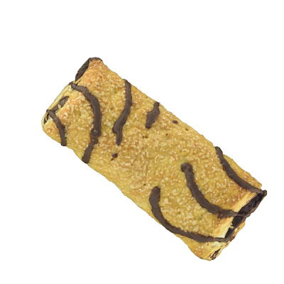 Delicious Golden Pastry Roll Topped With Chocolate Drizzle And Sesame Seeds 3d model Delicious Golden Pastry Roll Topped With Chocolate Drizzle And Sesame Seeds 3d model