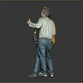 Family of Three Standing Together With Thumbs Up Gesture Yellow Turtleneck Gray Sweater