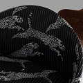 Two Modern Accent Chairs With Black Leopard Print And Beige Upholstery On Wooden Base