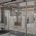 Elegant Clothing Store Interior With Clothing Racks Sofa Transparent Chairs And Decorative Plant