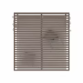 Modern Sofa Bench Featuring Wooden Slatted Canopy White Curtains Light Gray Cushions White Metal Frame