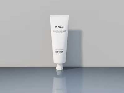 Meraki Hand Cream In White Tube On Gray Surface With Minimalist Design 3d model