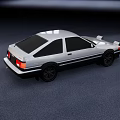 White Retro Sports Car Model With Two Door Design And Black Wheels