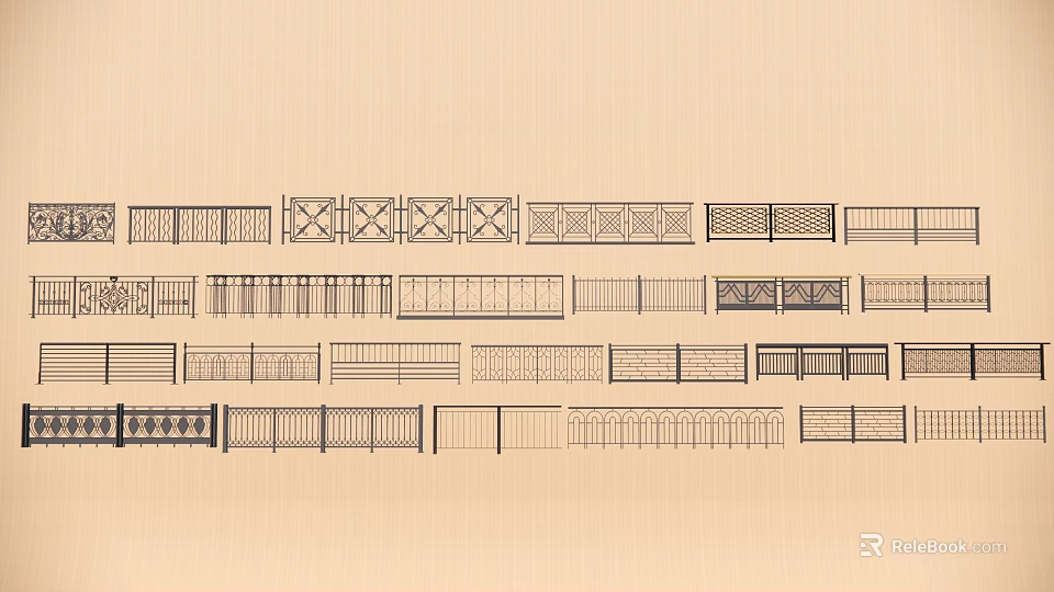 Wrought Iron Railing Design Ideas With Various Patterns And Styles 3d model