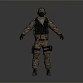 3D Model of Military Soldier in Camouflage Uniform With Tactical Gear and Equipment