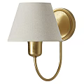 Elegant Gold Metal Wall Lamp With White Fabric Shade Design