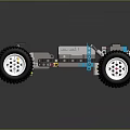 Automotive Components Chassis with Large Wheels and Mechanical Suspension System 3d model