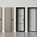 Modern Hinged Doors With Various Designs Different Colors And Glass Panels 3d model