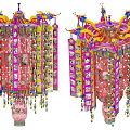 Colorful Chinese Traditional Lanterns Featuring Dragon Decorations Intricate Patterns And Tassel Details