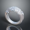 Modern Silver Ring With Stylish Geometric Pattern And Textured Surface