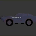 Blue Armored Military Vehicle Featuring Antenna Sturdy Wheels And Reinforced Body