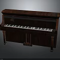 Classic Mahogany Upright Piano With Wood Grain Finish Black And White Keys
