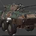 Military Wheeled Tank with Camouflage Paint Turret Cannon and Antenna Detailed Exterior Design