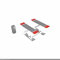 Dual Platform Industrial Lifting Equipment with Red Tops and Control Panel