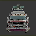 Custom White Camper Van With Red Stripes Solar Panels And Illuminated Wheels
