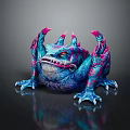 Vibrant Blue Purple Toad Game And Movie Character With Pink Spikes Sharp Claws Unique Design