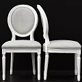 Elegant White Frame Dining Chairs With Grey Upholstered Seats And Backs 3d model