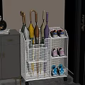 White Multi Layer Grid Storage Basket for Entryway Umbrellas and Shoes Organization