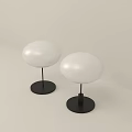 Two Modern Spherical Table Lamps With White Shade And Black Stand 3d model