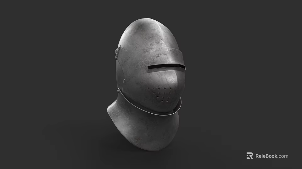 Medieval Metal Helmet Featuring Visor And Ventilation Holes As Historical Weapon 3d model 