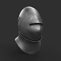Medieval Metal Helmet Featuring Visor And Ventilation Holes As Historical Weapon