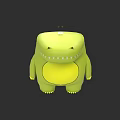Green Crocodile Reptile Cartoon Character With Yellow Belly Sharp Teeth And Short Legs
