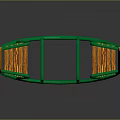 Modern Double Rocking Chair With Green Frame And Orange Seats Design