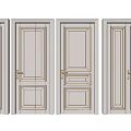 Modern White Swing Doors With Golden Handles And Various Panel Designs 3d model